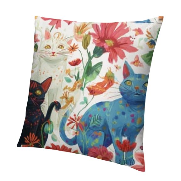 BCIIG Cats Flowers Aesthetic Decorative Pillow Covers Home Furnishing 24x24in