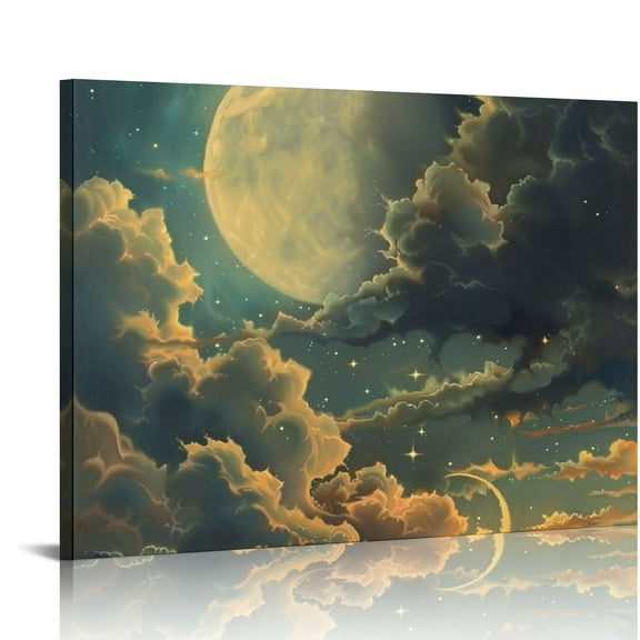 BCIIG Celestial Star Wall Decor   Vintage Celestial Poster, Dark Aesthetic Moon And Stars Decor, Goth Room Picture Witchy Gothic Wall Art Prints for Home Bedroom Decorations   16x12in