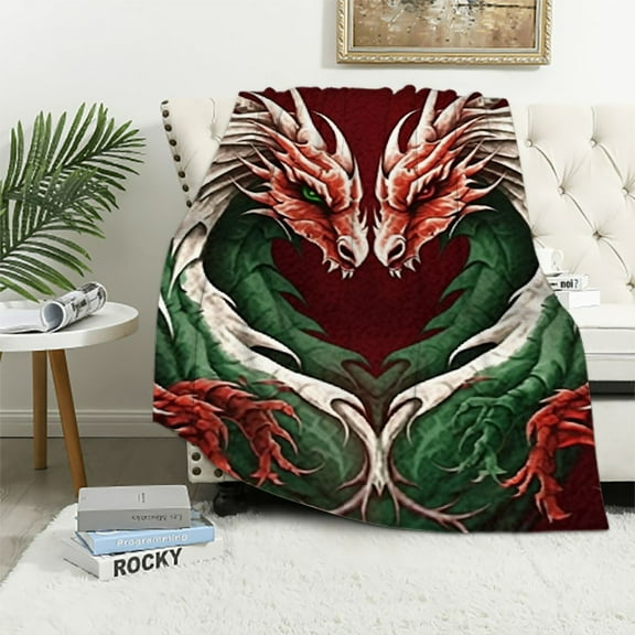 BCIIG Celtic Throw Blanket, Dragons Theme Design Mythical Early Medieval Scandinavian Celtic Castle Knights Print, Flannel Fleece Accent Piece Soft Couch Cover for Adults 40x50in