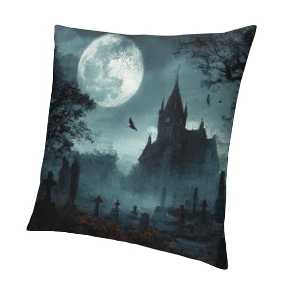 BCIIG Cemetery Full Moon Gothic Pillowcase Short Plush Home Decor 22x22in