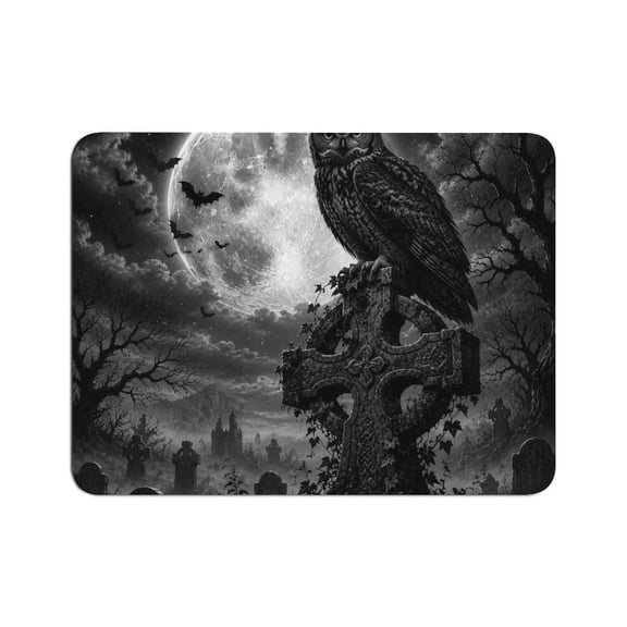 BCIIG Cemetery Owl Celtic Tombstone Mouse Pad, Square Smooth Surface Desk Mat, Stitched Edge for Office, Laptop, Computer, Home,