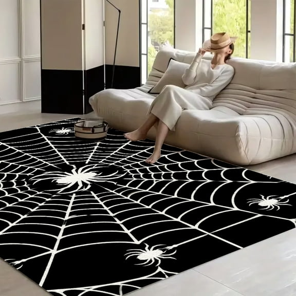 BCIIG Central Spider Web Central Spider Web Washable Area Rug for Living Room, Non Slip Large Decor Carpet for Bedroom Dining Office