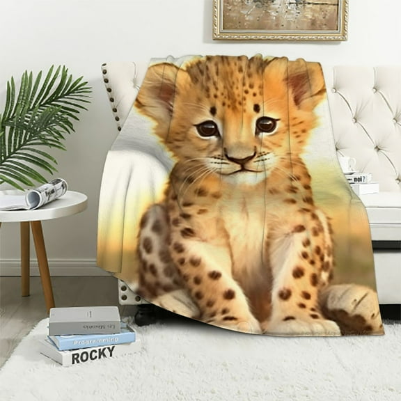 BCIIG Cheetah Baby Cute Warm Lightweight Blanket Soft Fleece for All Seasons Living Rooms Sofa Decor Cow Gifts Blanket 40x50in