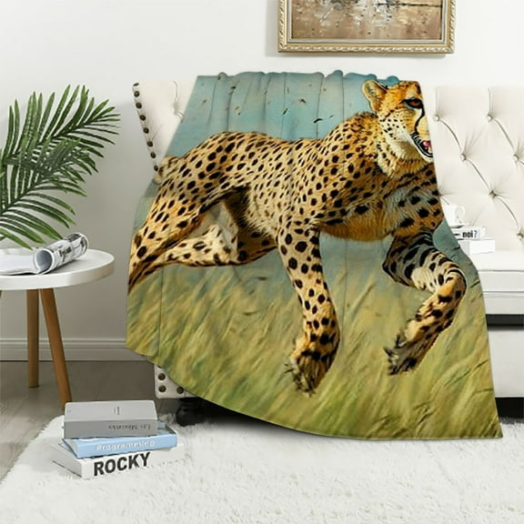 BCIIG Cheetah Blanket Super Soft Warm Cheetah Throw Blanket Gift for Women Men Cozy Fluffy Plush Cheetah Animal Stuff Lightweight Flannel Gifts Blankets for Kids Adults 40x50in