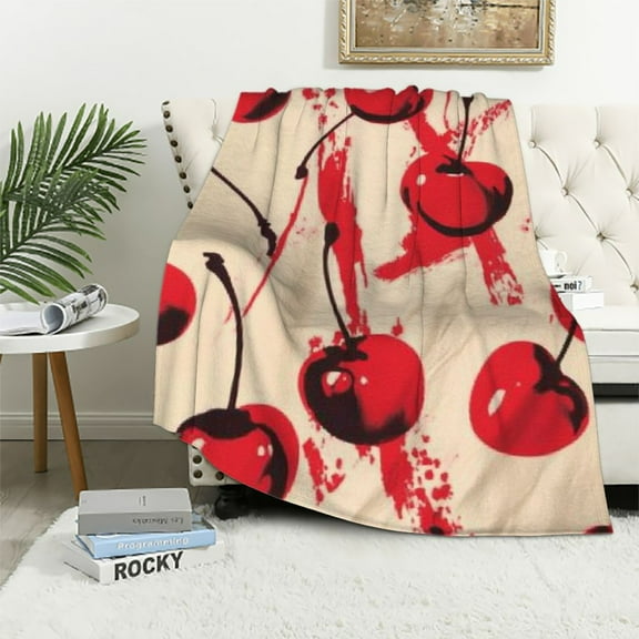 BCIIG Cherry Blanket Gifts for Women Girls Kids Adults Soft Warm Lightweight Cozy Abstract Cherry Pattern Throw Blankets for Bed Sofa Living Room Couch Home Decor  40x50in