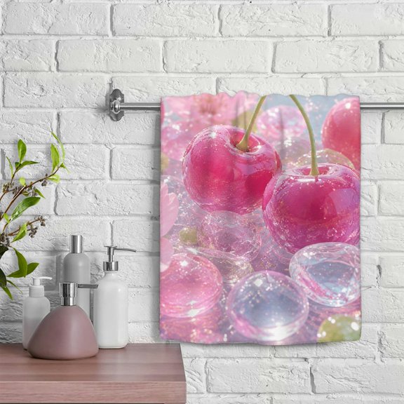 BCIIG Cherry Sakura Bubble Water Pattern For Bathroom Hotel Gym Spa Funny Kitchen Towels, 100% Polyester Absorbent Hand Towels, Soft Bath Towel For Kitchens Bathrooms Showers