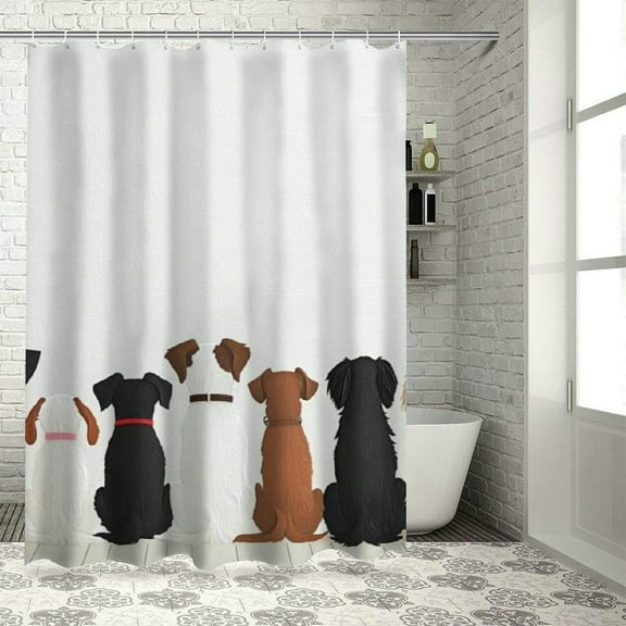 BCIIG Chic Modern Dog Theme Bathroom Decor Shower Curtain with Hooks 36"x72