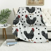 BCIIG   Chicken Sherpa Blanket   Farm Animal Fleece Throw Blanket for Bed Sofa Couch Farm Nursery Decor Plush Blanket Boys Girls Rustic Farmhouse Fuzzy Blanket, Black White 40x50in