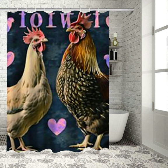BCIIG Chickens Bathroom Décor Set Polyester Shower Curtain with Hooks Home Bathtubs Bathroom Decoration 60"x72