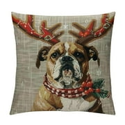 BCIIG Christmas Dog Santa Claus Reindeer Cushion Cover Throw Pillow Case Home Sofa Decors (#14 Taschentucher Xmas Bulldog)