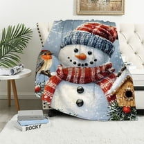 BCIIG Christmas Fleece Blanket for Bed, Festive Fleece Throw Blanket for Kids and Adults - Super Soft Plush Snowman Blanket Throw Plush Blanket for Snow Lovers - Queen Size Blanket 40x50in