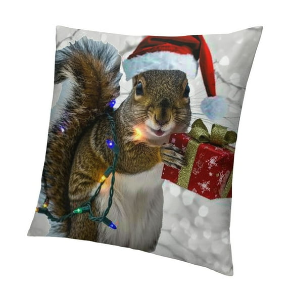 BCIIG Christmas Pillow Covers ,Squirrel Christmas Pillow Cases Xmas Decor,Christmas Squirrel Decor Decorations 12x12in