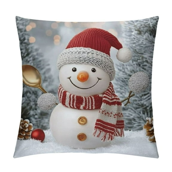 BCIIG Christmas Snowman Waving Hand Decorative Throw Pillow Covers Pillows Case Square Cushion Cover Cases Pillowcase with Zipper Sofa Home Decor for Couch Bed Patio Car 22x22in