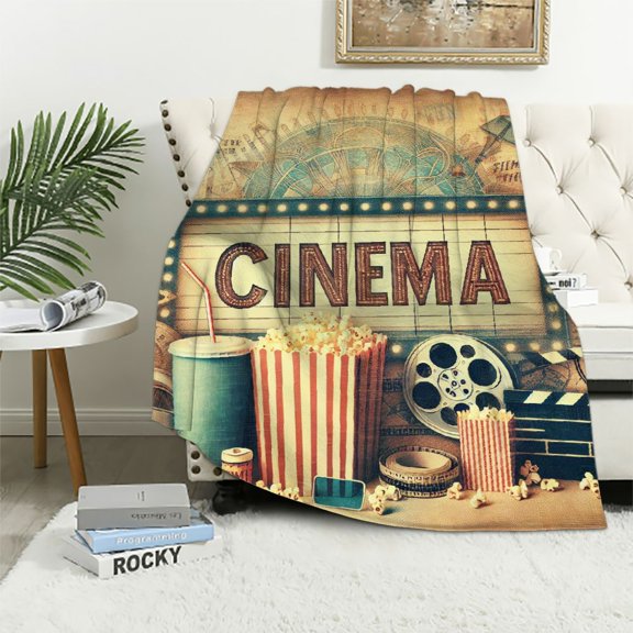 BCIIG Cinema Movie Theater Popcorn Warm Lightweight Blanket Soft Fleece Blankets All Seasons, Flannel Material Blanket 50x60in