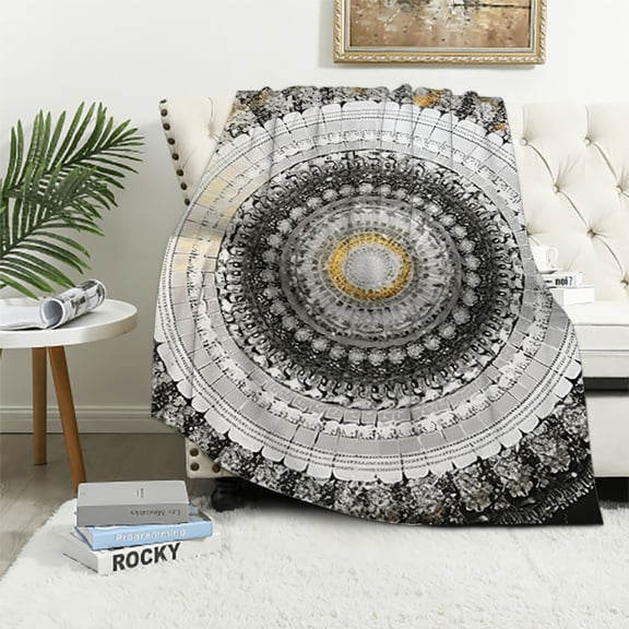 BCIIG Circle Gold Silver Warm Lightweight Blanket Soft Fleece Blankets Throw Blanket for Living Rooms Sofa Decor Cow Gifts All Seasons Bed 40x50in