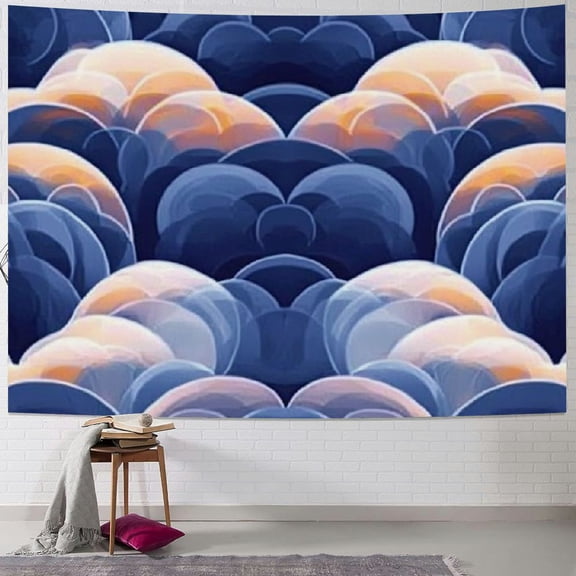 BCIIG Circles Abstract Generative Art Tapestry Wall Hanging Unique Style Graphic Tapestries Home Wall Decor for Living Room Bedroom Apartment Farmhouse Dorm 40x30inch