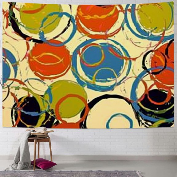 BCIIG Circles Colorful Abstract Tapestry Wall Hanging Unique Style Graphic Tapestries for Home Decor Living Room Bedroom Apartment 40x30inch