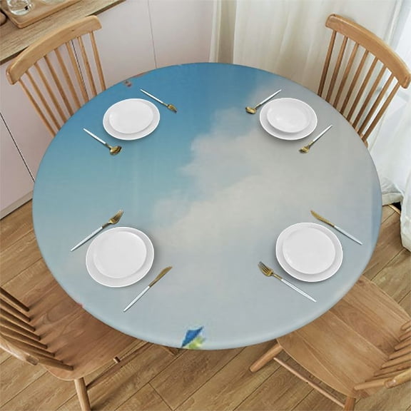 BCIIG Circus Tent Balloons Sky Round Tablecloth - Stain Resistant and Washable, Perfect for Indoor and Outdoor Use - Great for Home Kitchen, Parties, and Holiday Dinner - 100% Polyester Fiber 31"-35