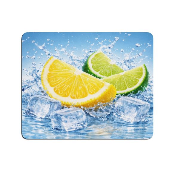 BCIIG Citrus Mix Ice Splash Pattern Mouse Pad, Square Smooth Surface Desk Mat, Stitched Edge for Office, Laptop, Computer, Home,
