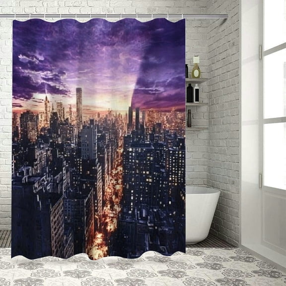 BCIIG City Skyline Chic Modern Bathroom Decor Shower Curtain with Hooks 100% Polyester Home Bathtubs Bathroom Curtain Decoration 60"x72