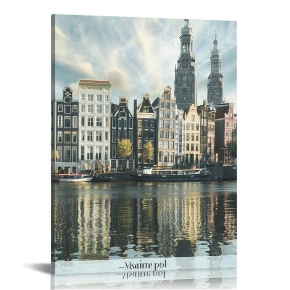 BCIIG Cityscape Buildings River Fine Art Aesthetic Poster & Print Wall Painting Modern Canvas Prints Living Room Bedroom Home Office Decor Pictures Art 12x16 in