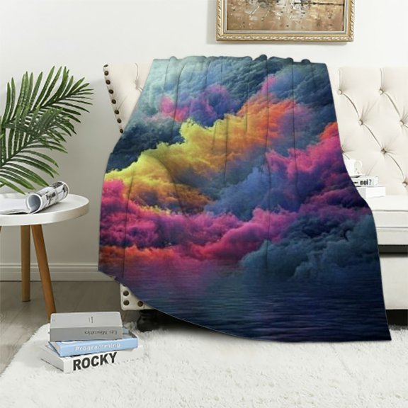 BCIIG Clouds Smoke Water Warm Lightweight Blanket Soft Fleece All Seasons Throw Blanket for Living Rooms Sofa Decor Cow Gifts - Multiple Sizes 50x60in