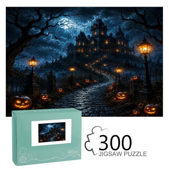 BCIIG Cobblestone Road Ghost Castle Wooden Jigsaw Puzzle, HD Printed Art Puzzle, Interactive Family Game, Wall Decor for Bedroom Living Room, Educational, Fun Gift for Adults and Family