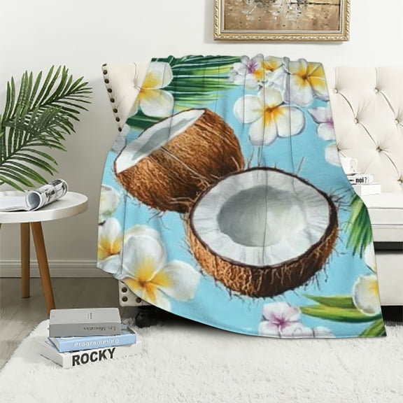 BCIIG Coconut Blanket Cute Fruit Throw Blanket Super Soft   Blankets for Couch Bed Home Decor Bedroom Accessories Gifts for Women Girls Kids   40x50in