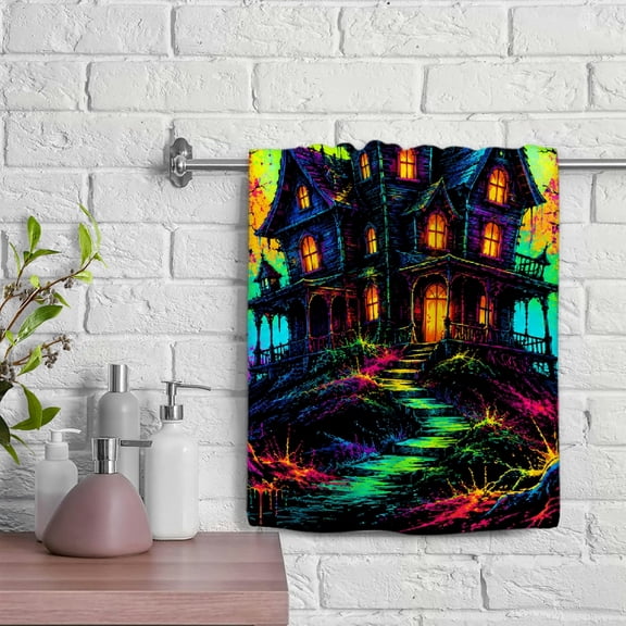 BCIIG Color Splash Haunted Mansion Art Microfiber Towels Hand towel, 100% Polyester Spa Towel Hand towel, Modern Decorative Tea Towels for kitchens, bathrooms, showers Color Splash Haunted