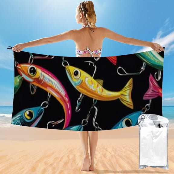 BCIIG Colorful Fish Quick Dry Bath Towel 27.5x55in for Beach Recreation 55x27.5in