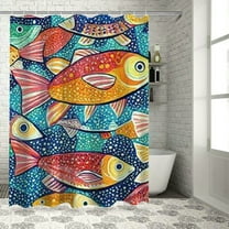 BCIIG Colorful Fish Shower Curtain Set Washable With Hooks 36"x72