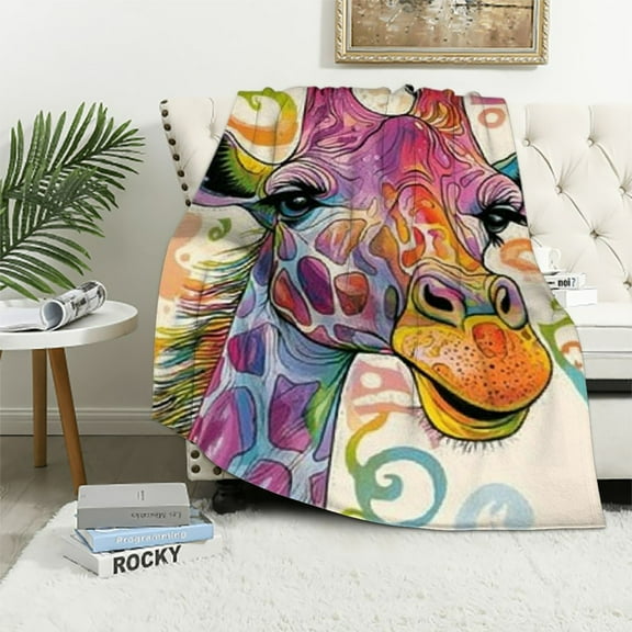 BCIIG Colorful Giraffe Blanket for Bed Dean Russo Giraffe Fleece Throw Blanket for Women, Men and Kids Super Soft Plush Giraffe Blanket Throw Plush Blanket for Giraffe Lovers 50x60in