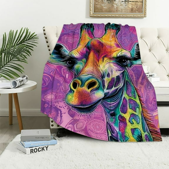 BCIIG Colorful Giraffe Fleece Blanket for Bed Dean Russo Giraffe Fleece Throw Blanket for Women, Men and Kids Super Soft Plush Giraffe Blanket Throw Plush Blanket for Giraffe Lovers 40x50in