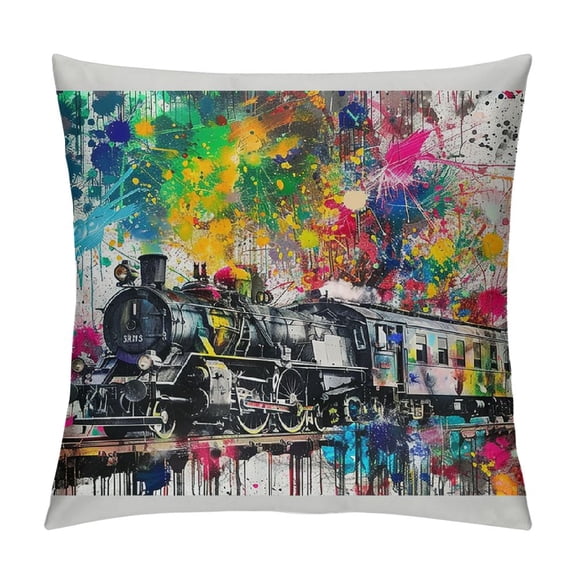 BCIIG Colorful Paint Splatters Decorative Throw Pillow Cover for Home Couch Living Room Bed Sofa - Short Plush Zipper Closure Home Furnishing 18x18in