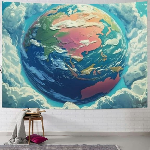 BCIIG Colorful Whimsical Earth Tapestry Wall Hanging Window Design For Bedroom Home Decor Aesthetic Nature Tapestry Wall Hanging Wall Tapestry For Bedroom Living Room Classroom Dorm  40x30inch