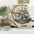 thumbnail image 1 of BCIIG Compass Ships Map Warm Lightweight Blanket Soft Fleece Throw Blanket for Living Rooms Sofa Decor All Seasons 40x50in, 1 of 6