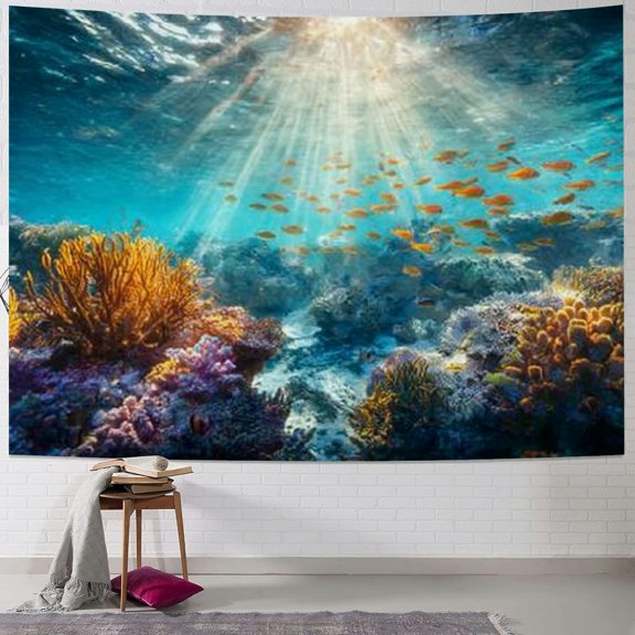 BCIIG Coral Reef Fish Sunlight Tapestry Wall Hanging Home Decor 40x30inch
