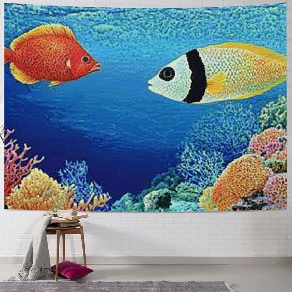 BCIIG Coral Reef Fish Tapestry Wall Hanging Unique Style for Living Room Bedroom Decor Art, 4 Sizes Available 40x60inch