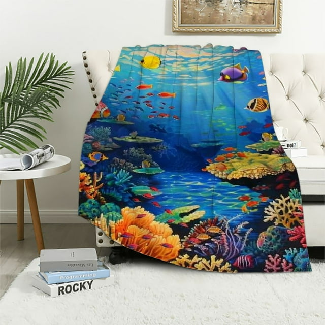 BCIIG Coral Reef Fish Warm Lightweight Blanket Soft Fleece Throw Living