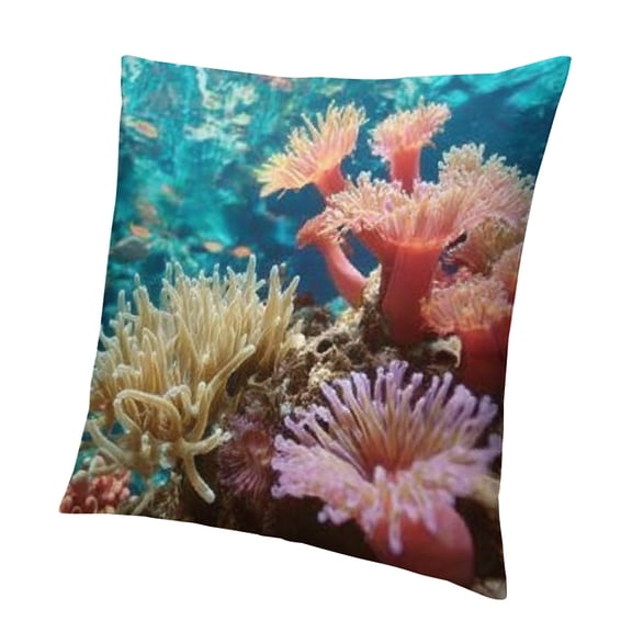 BCIIG Coral Reef Sea Anemones Underwater Pillowcase Short Plush 18x18in
