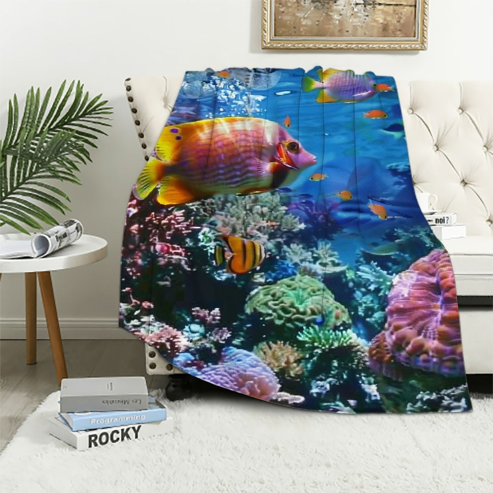 BCIIG Coral Reef Warm Lightweight Flannel Blanket Soft Fleece Blanket