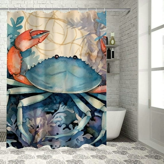 BCIIG Corals Seaweed Bathroom Decor Set with Hooks, Colorful Luxurious Graphic Print Polyester Fabric Fashion Shower Curtain Set, 100% Polyester Chic Modern Bathroom Decor, Multi-Size 60x72