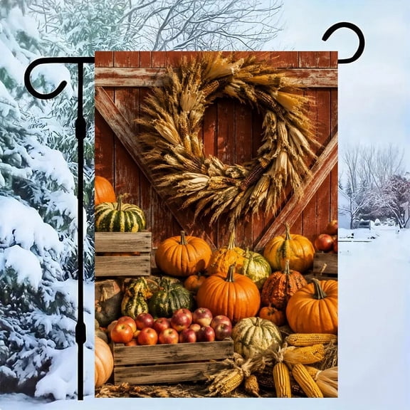BCIIG Corn Stalk Barn Pumpkin Apple Harvest Display Garden Flag, Double Sided Garden Banner, Clear Print, Easy Display, Outdoor Yard Porch Decor for Family Friends Neighbors,