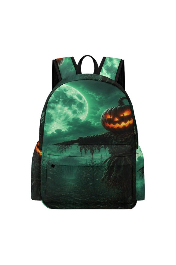 Cornfield Pumpkin Head Scarecrow Printed Oxford Backpack,  Large Capacity Laptop Backpack, Water Resistant, Travel Daypack for College Work Commuting Adults,