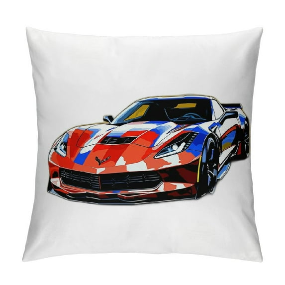 BCIIG Corvette Graphic Decorative Throw Pillow Cover for Home Couch Living Room Bed Sofa, Printed on Both Sides, High-Quality, 1PC 24x24in