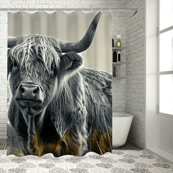 BCIIG Cow Bathroom Decoration Set with Hook, Colorful Luxury Graphic Print Shower Curtain Set Bathroom Decoration, Bright HD Print, Waterproof, Easy to Install, Machine Washable