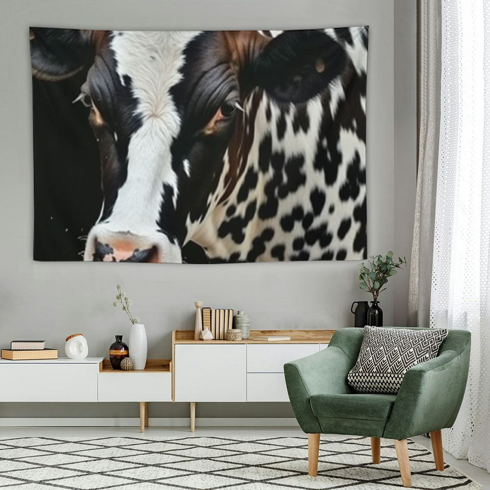 BCIIG Cow Fur Tapestry White Black Brown Cowhide Wall Hanging for Kids Boys Room Decor Animal Skin Print Wall Blanket Tapestries Farmhouse Cow Print