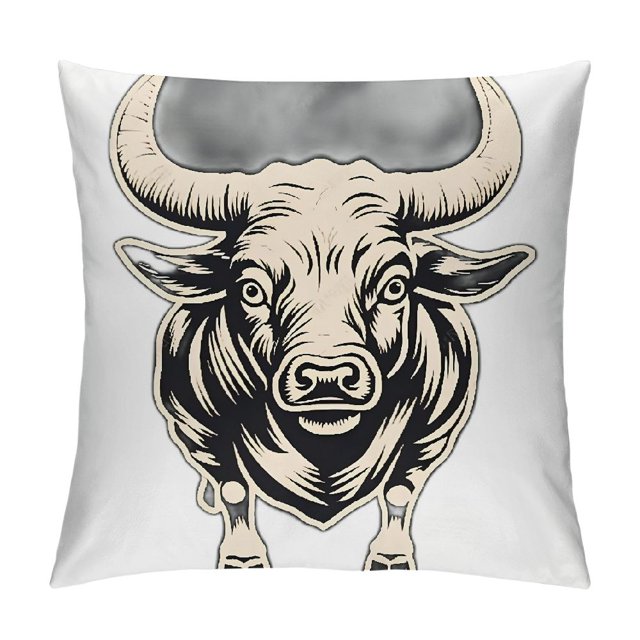 BCIIG Cow Graphic Decorative Throw Pillow Cover for Home Short Plush