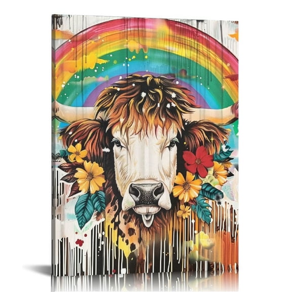 BCIIG Cow Rainbow Leopard Fine Art Aesthetic Poster Print Wall Painting for Living Room Bedroom Home Office Decor 12x16 in