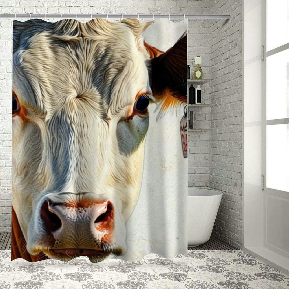 BCIIG Cow Themed Bathroom Decor Set with Hooks, Colorful Polyester